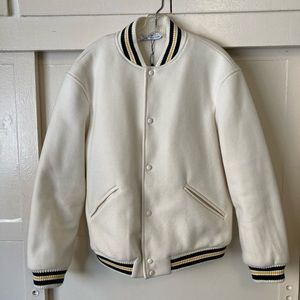 White Zara varsity jacket